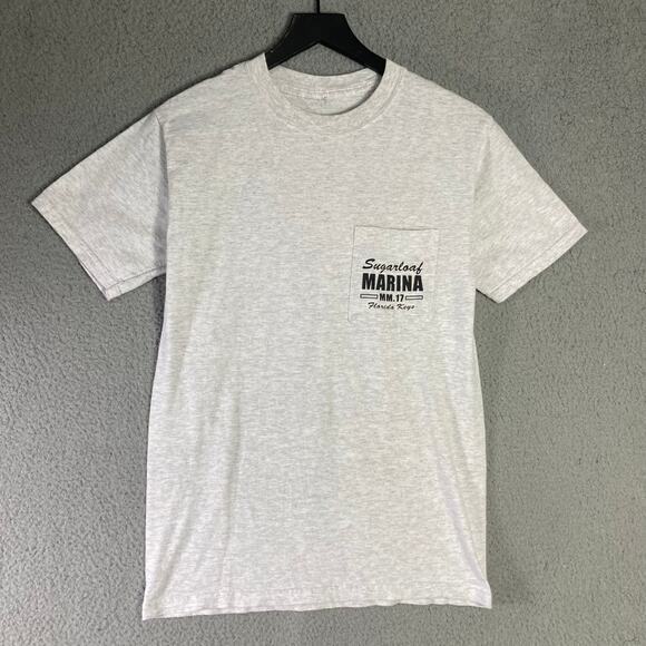 Sugarloaf Marina Bass Boat Men's Gray Graphic Tee S Short Sleeve Crew Neck - Picture 2 of 7